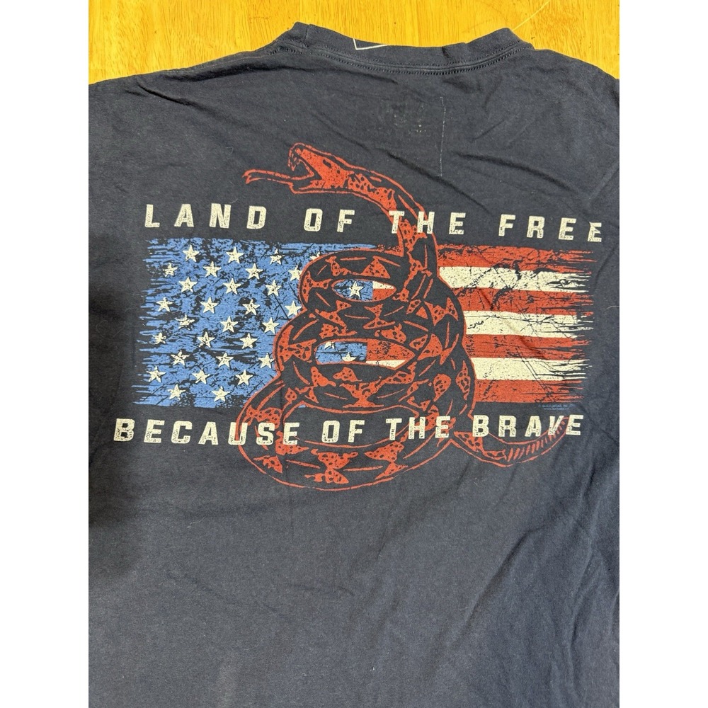 Buck Wear Men's 2XL Navy American Flag Snake Land of the Free Graphic T Shirt
